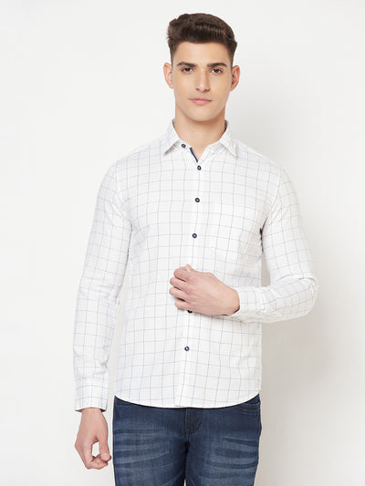 White Graph Checked Shirt - Men Shirts