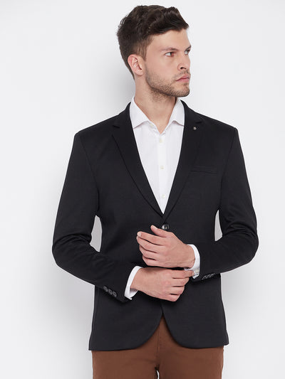 Black Notched Lapel Blazer - Men Blazers