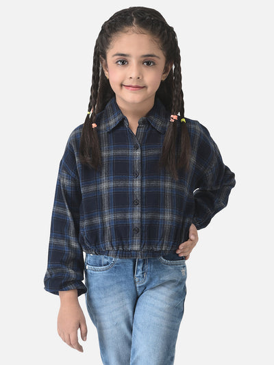  Navy Blue Top in Tartan Checks 