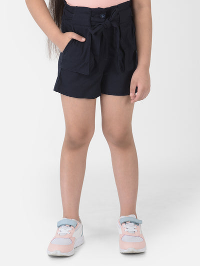 Navy Blue Bow-Tie Shorts - Girls Shorts