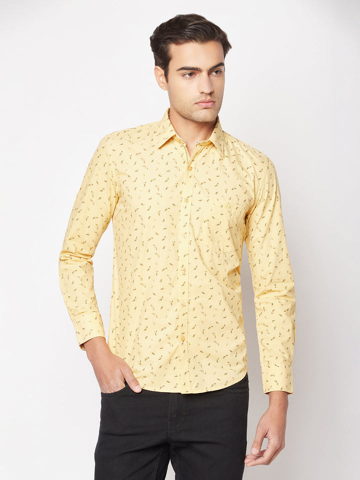  Lime Yellow Floral Print Shirt