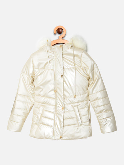 Cream Detachable Hood Jacket - Girls Jackets