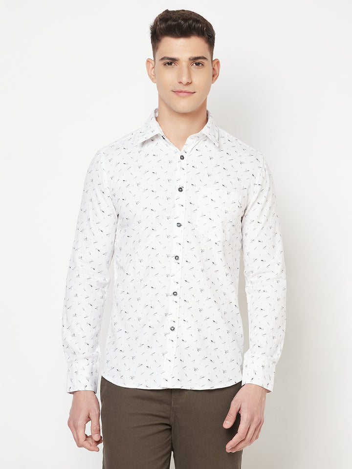 White Floral Shirt - Men Shirts