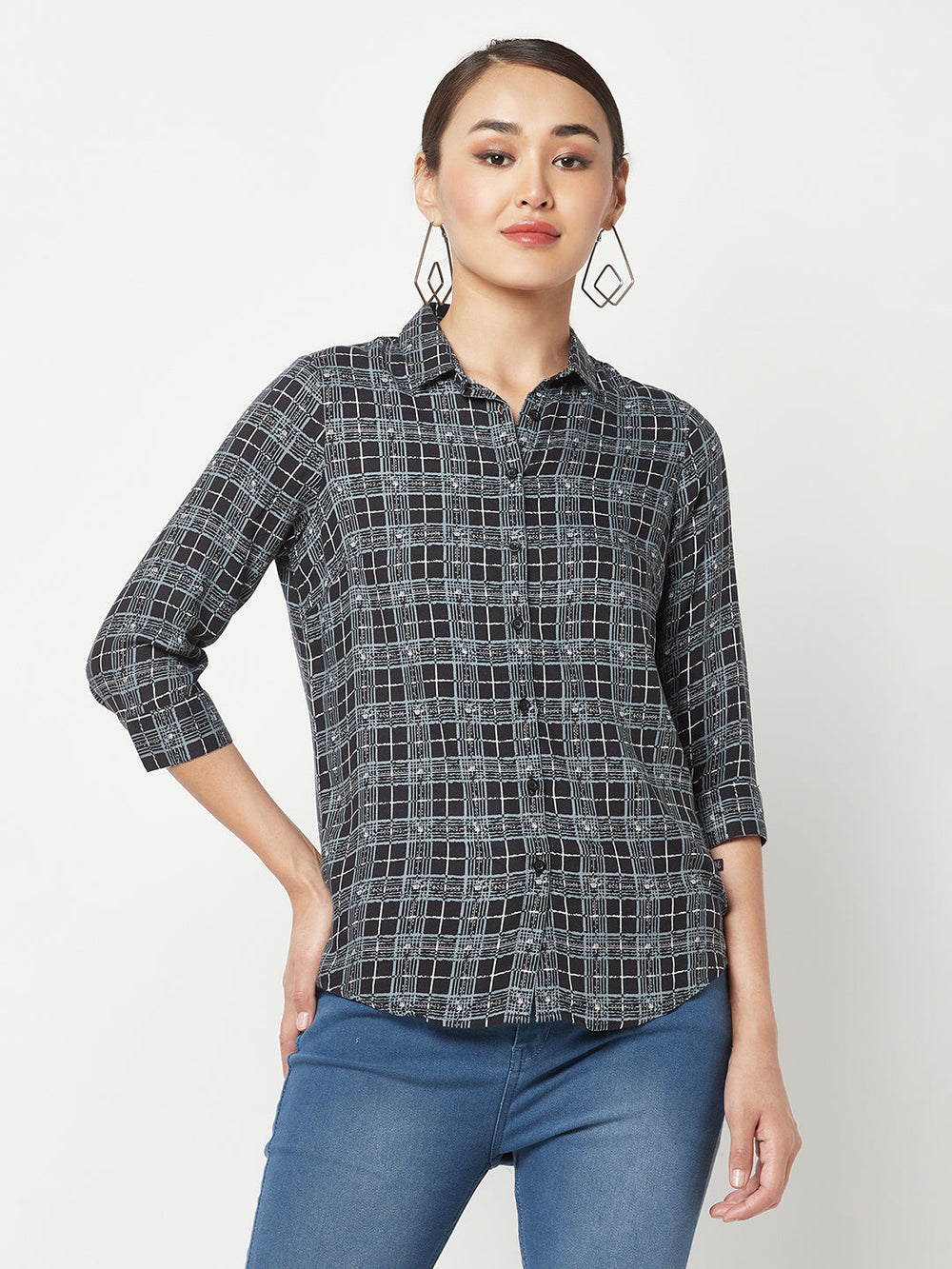  Black Checked Casual Shirt