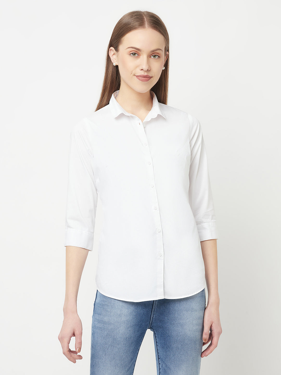 White Casual Shirt - Women Tops