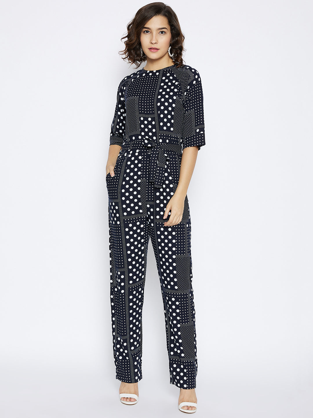 Navy Blue Printed Jumpsuit - Women Jumpsuits