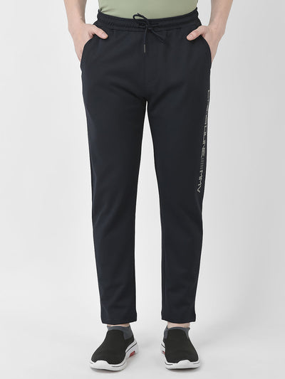  Navy Blue Logo-Work Track Pants