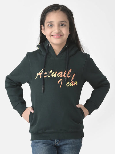  Deep Green Typographic Hoodie