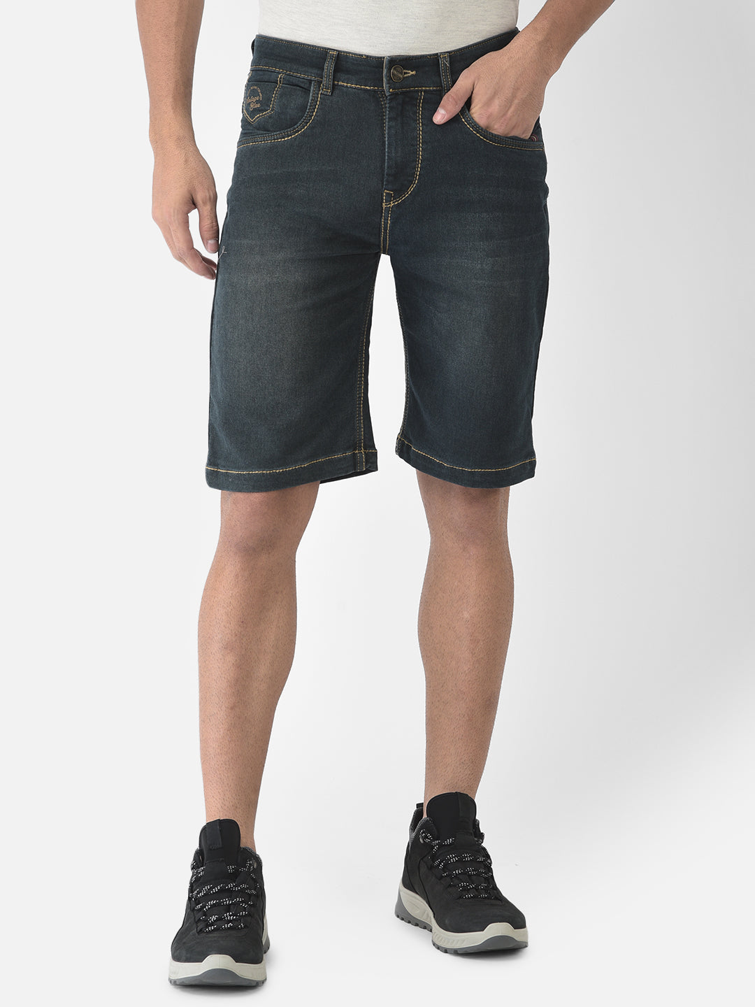 Blue-Grey Denim Shorts - Men Shorts