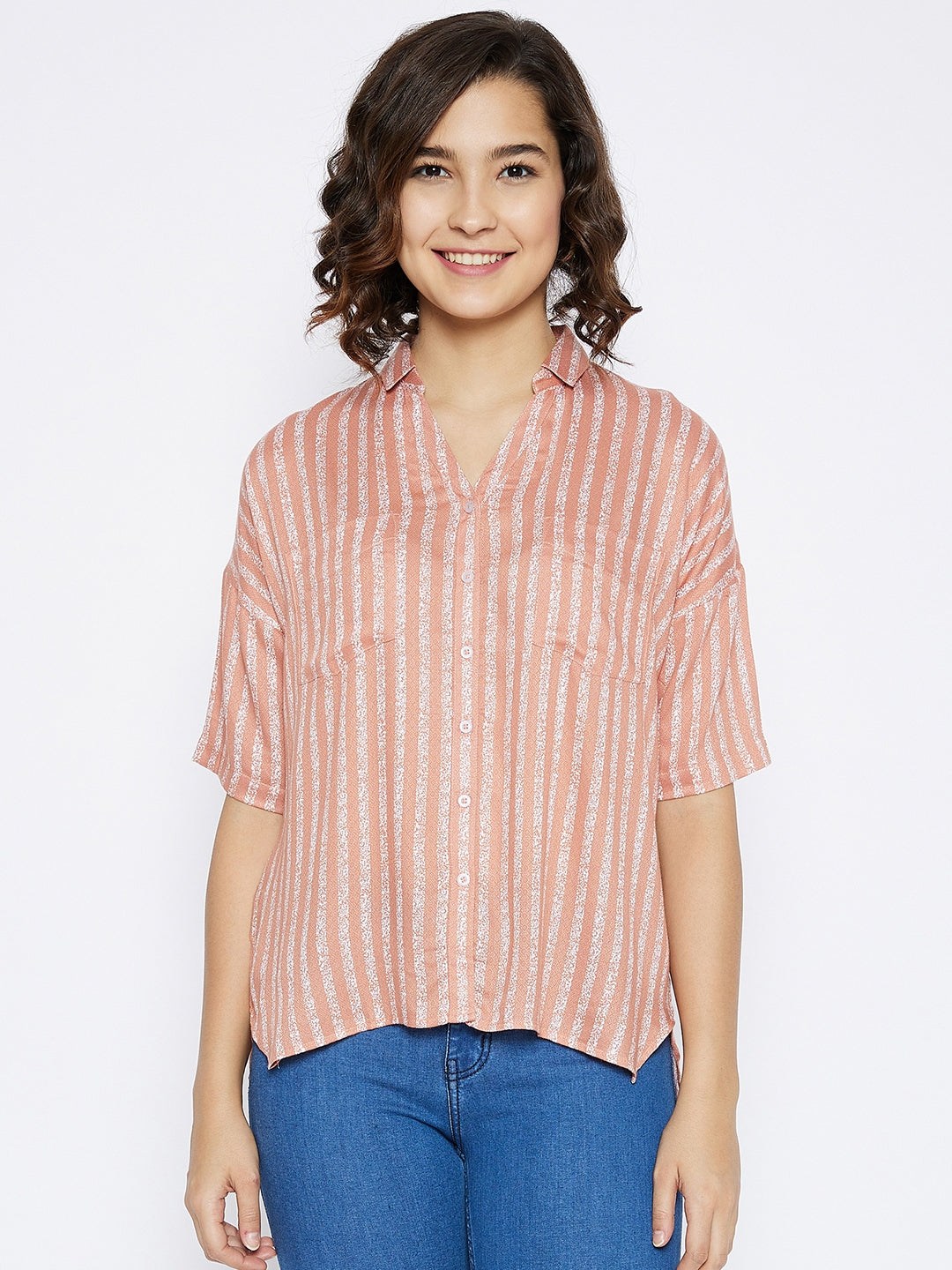 Peach Striped Top - Women Tops