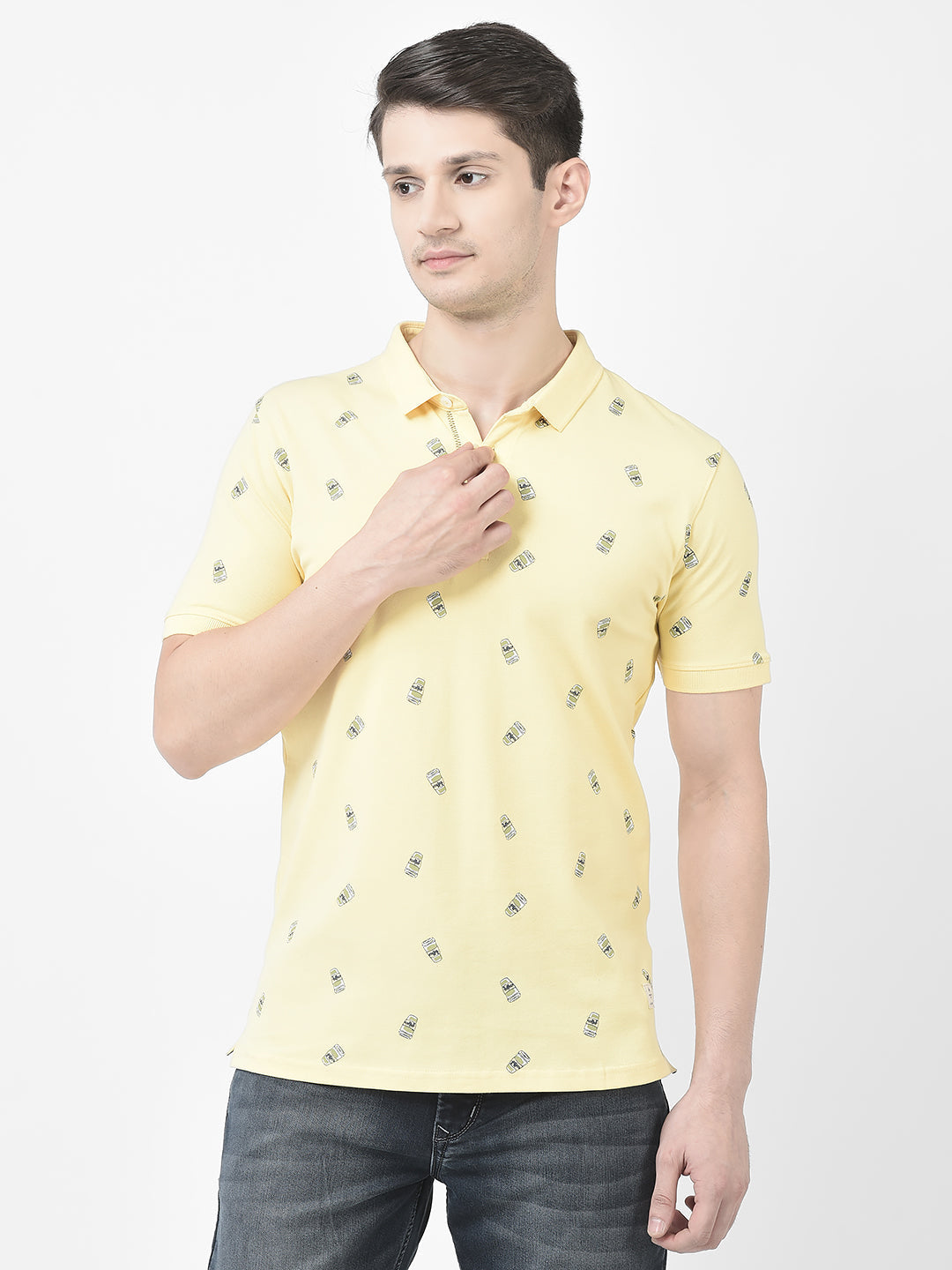  Custard Yellow Graphic Polo T-Shirt