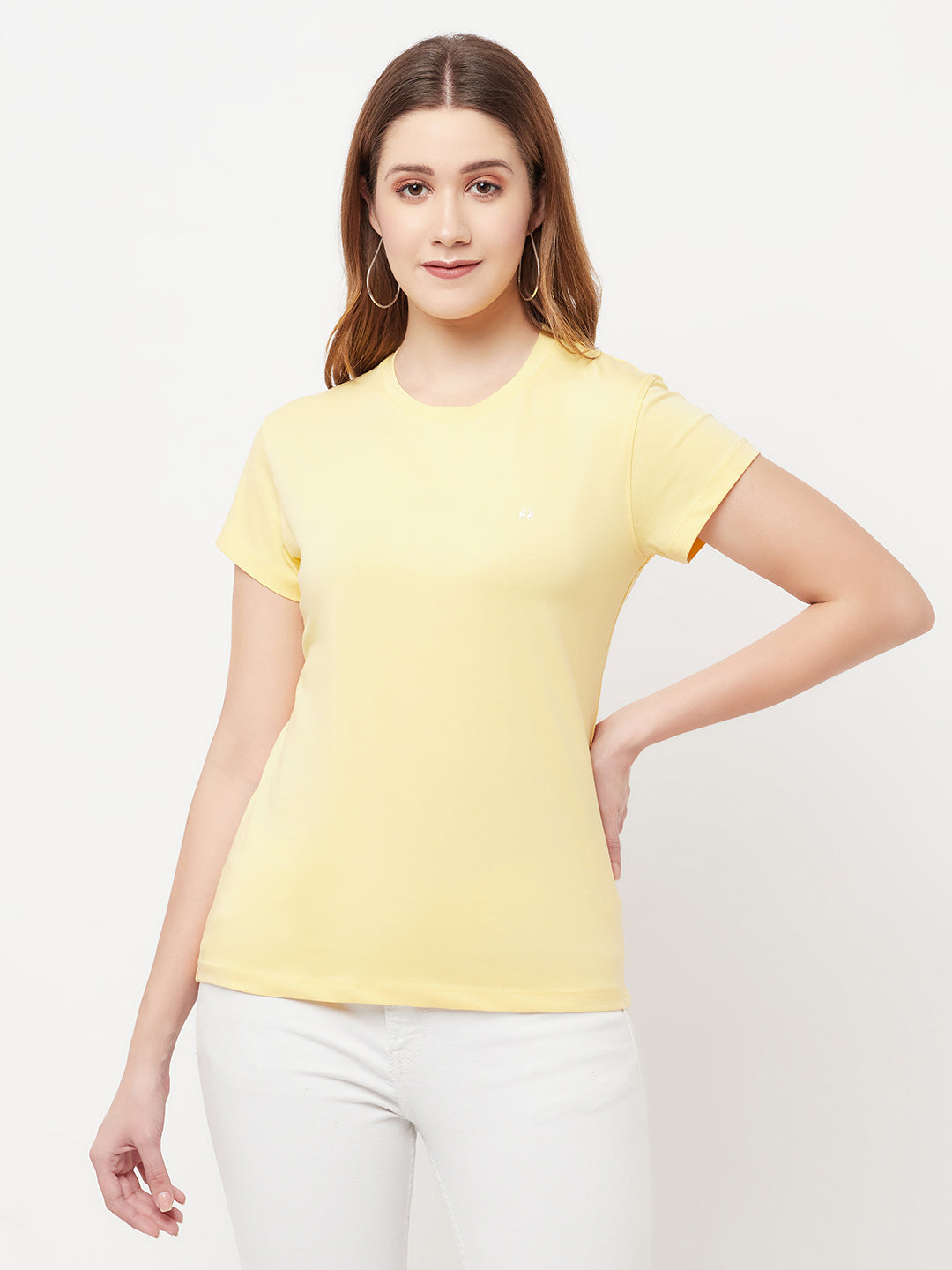 Yellow Round Neck T-Shirt - Women T-Shirts