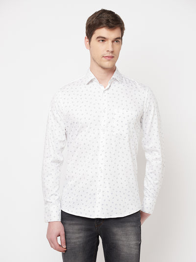 White Floral Shirt - Men Shirts