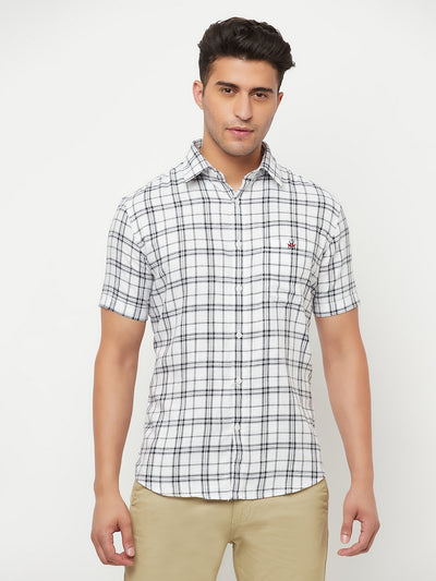 White Checked Shirt - Men Shirts