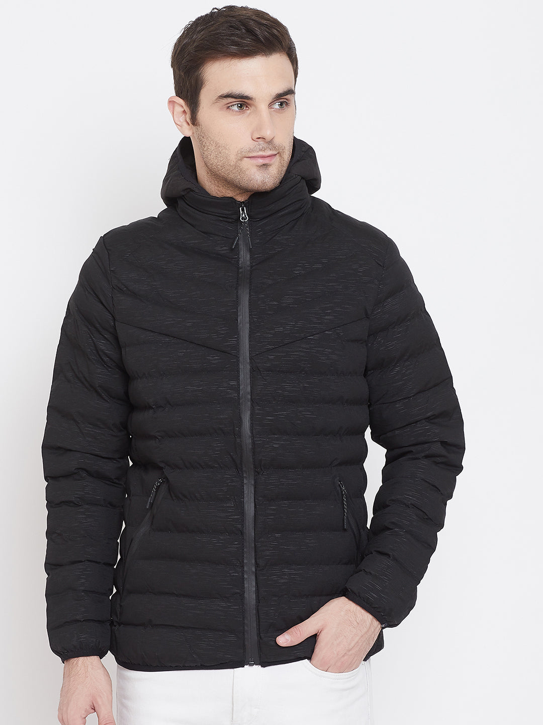 Black Solid Hooded Jackets-Mens Jacket-Crimsoune Club