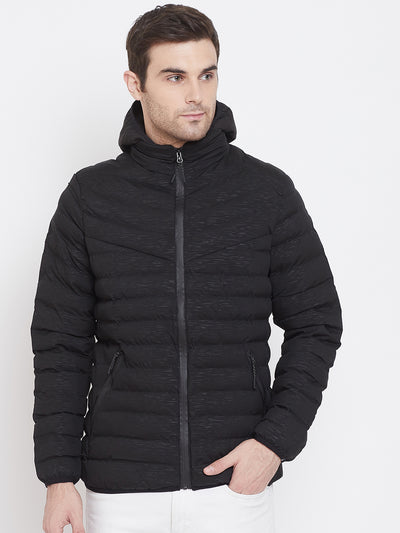 Black Solid Hooded Jackets-Mens Jacket-Crimsoune Club
