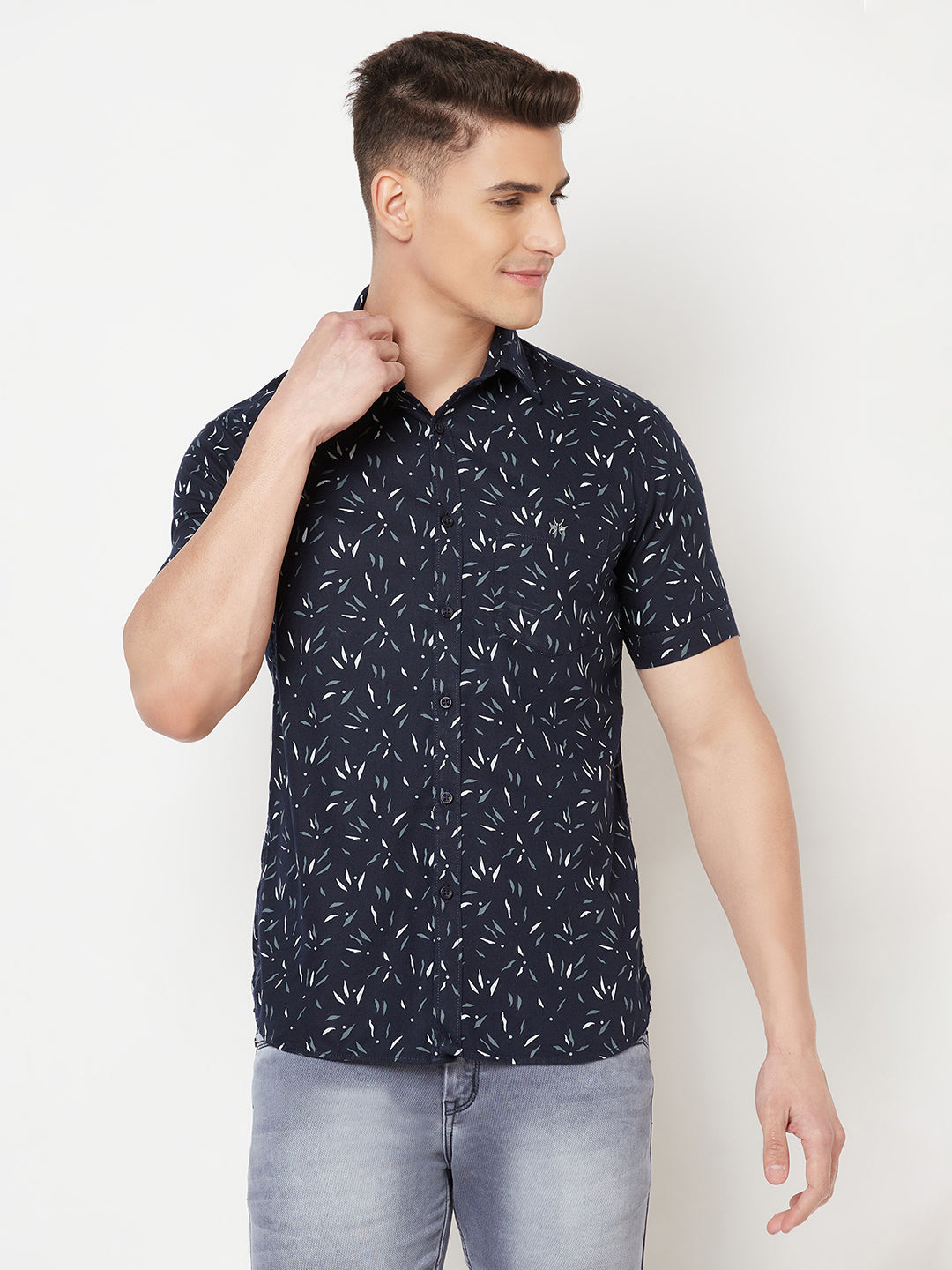 Navy Blue Printed Shirt - Men Shirts