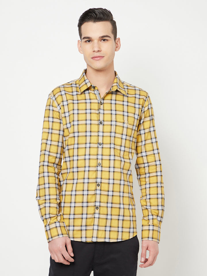 Mustard Checked Shirt - Men Shirts
