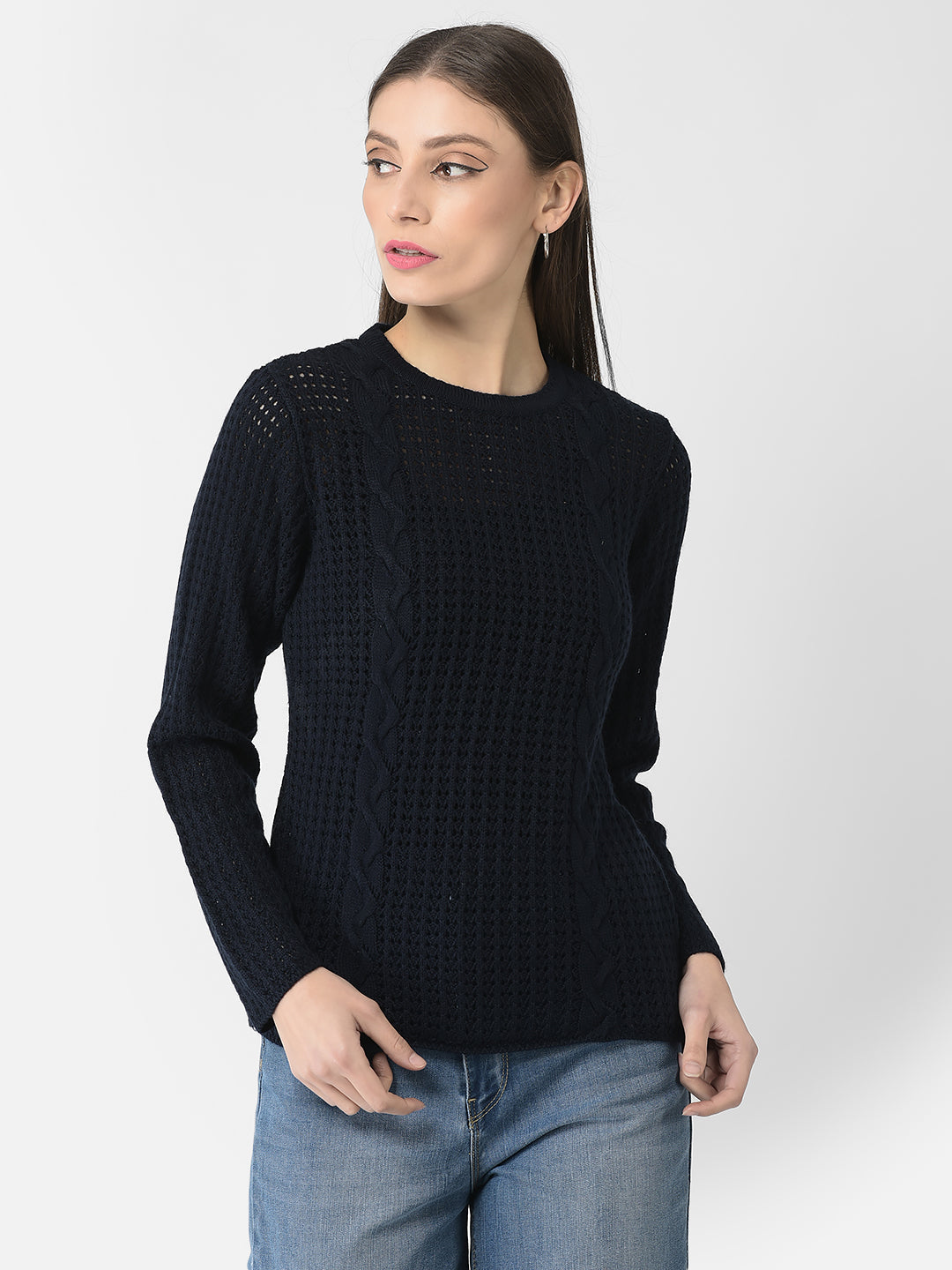  Navy Blue Embroidered Sweater 