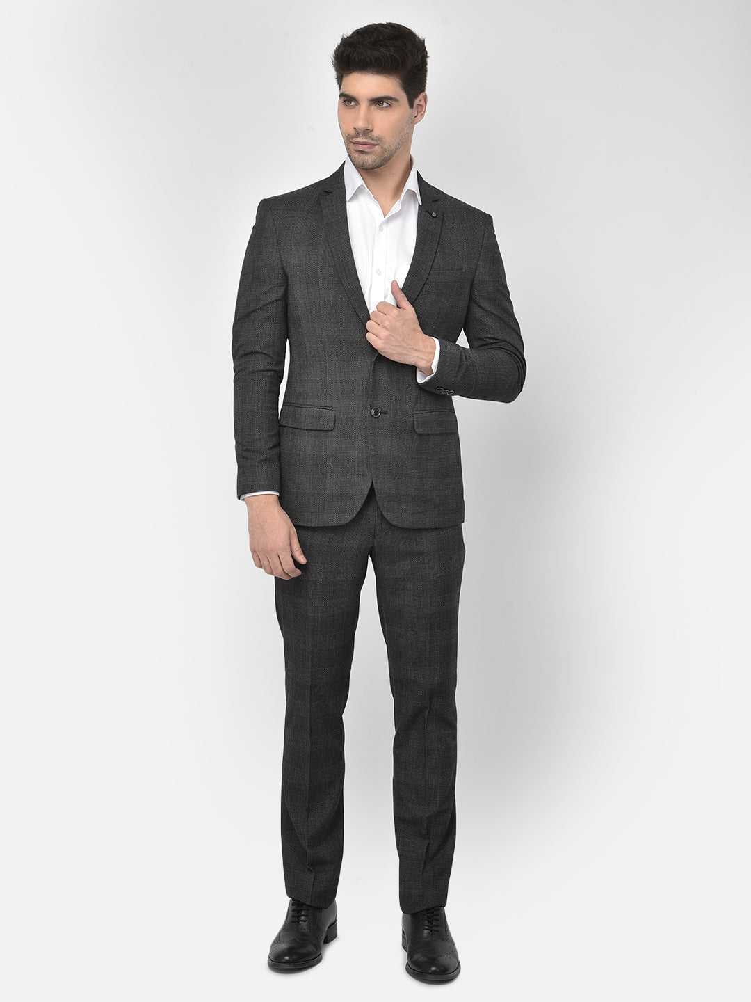 Grey Checked Suit - Men Suits
