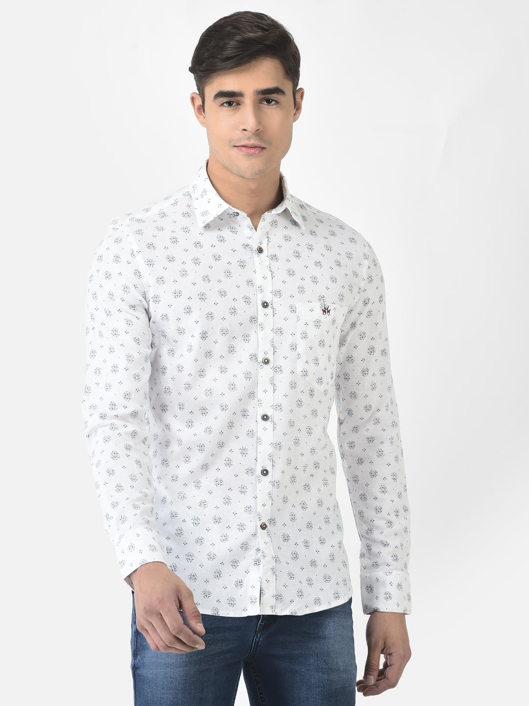  White Shirt in Motif Print