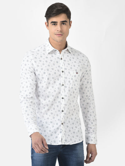  White Shirt in Motif Print