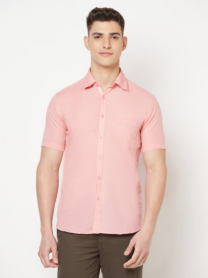 Pink Linen Shirt - Men Shirts