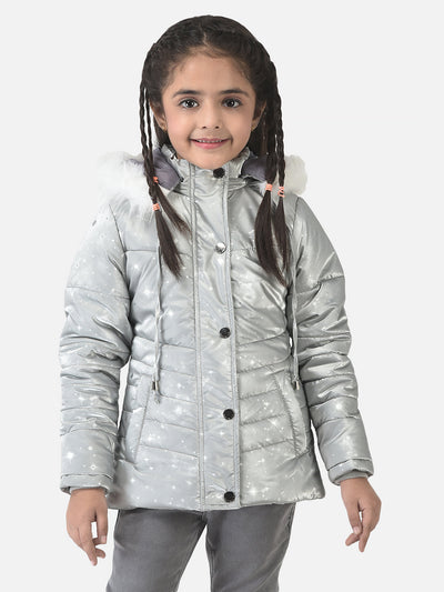  Grey Padded Jacket in Star Print