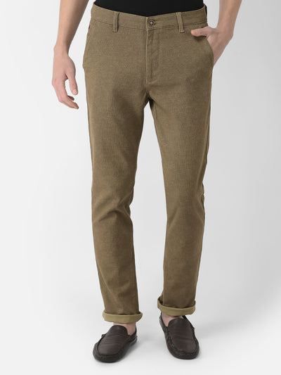  Khaki Textured Trousers 