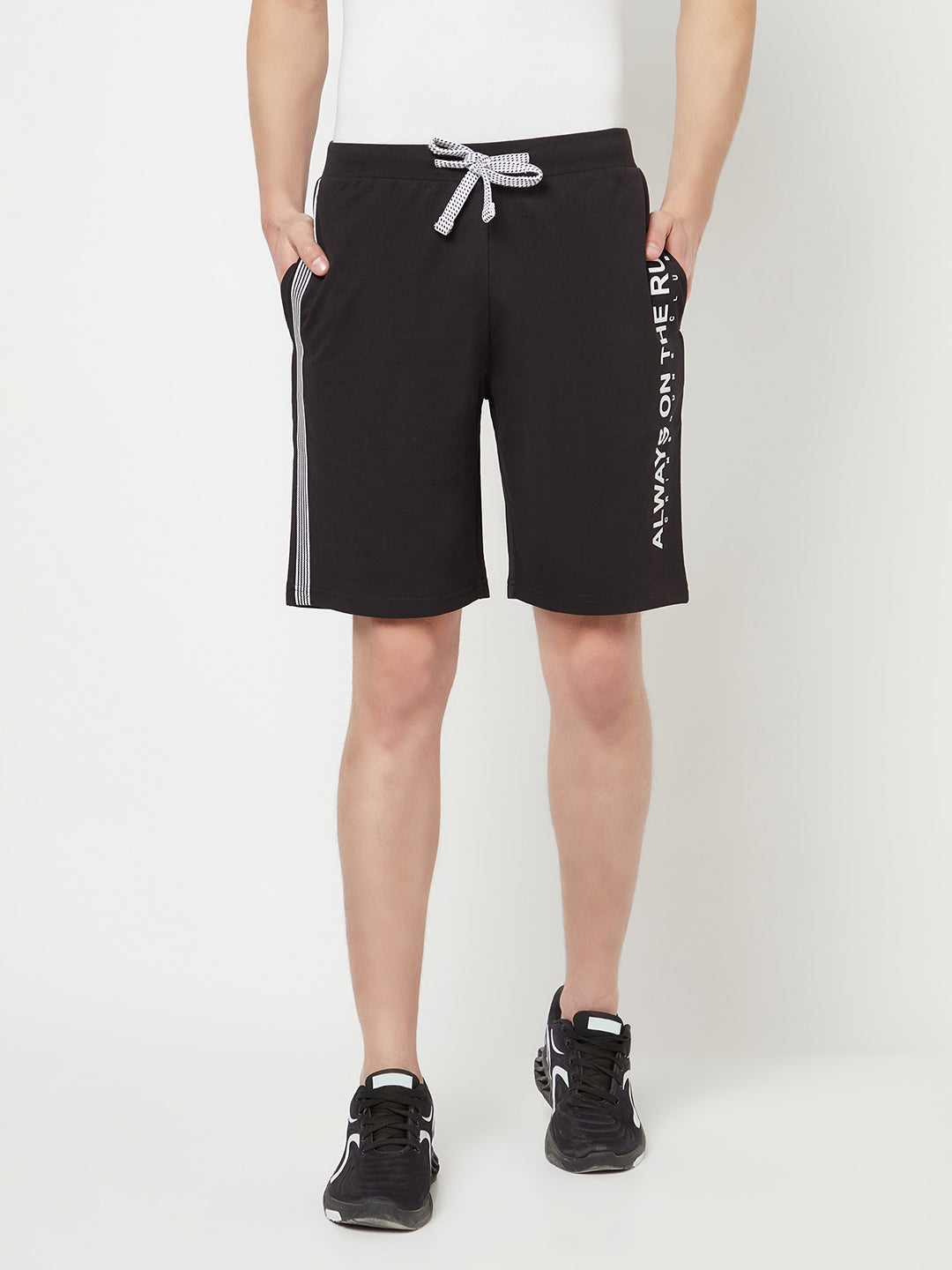 Black Printed Sports Shorts - Men Shorts