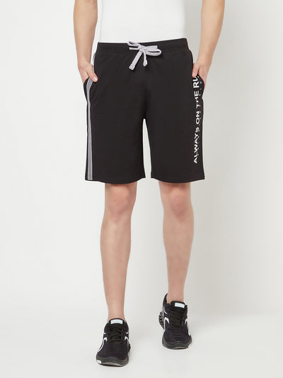 Black Printed Sports Shorts - Men Shorts