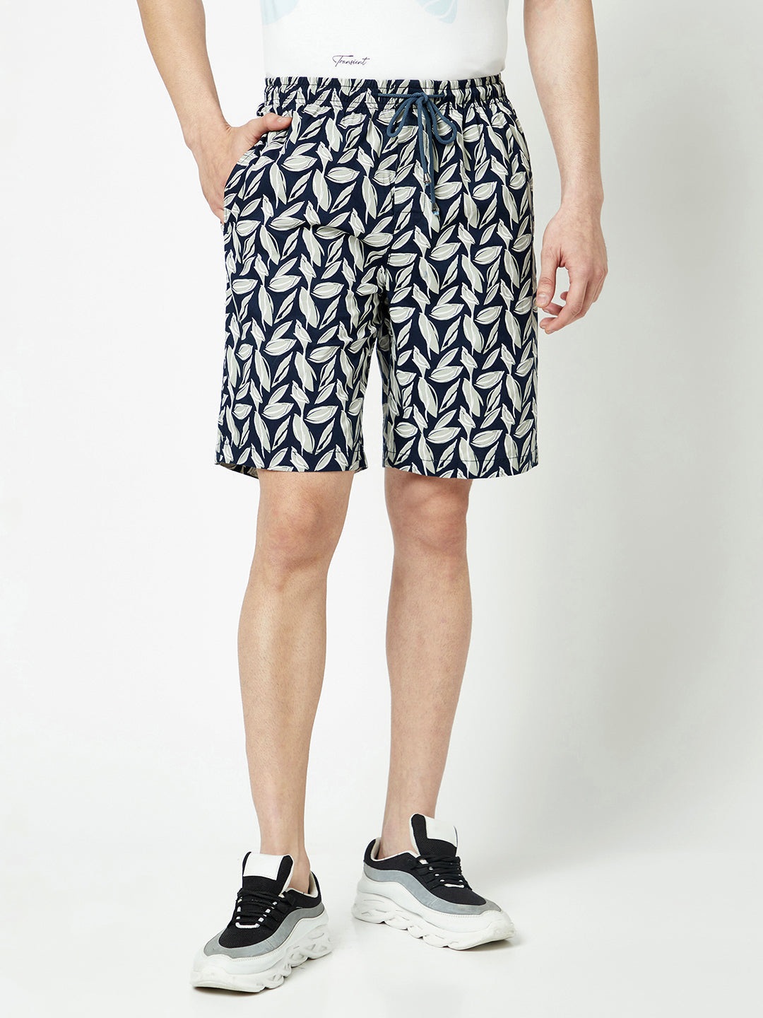  Polished Navy Blue Floral Shorts