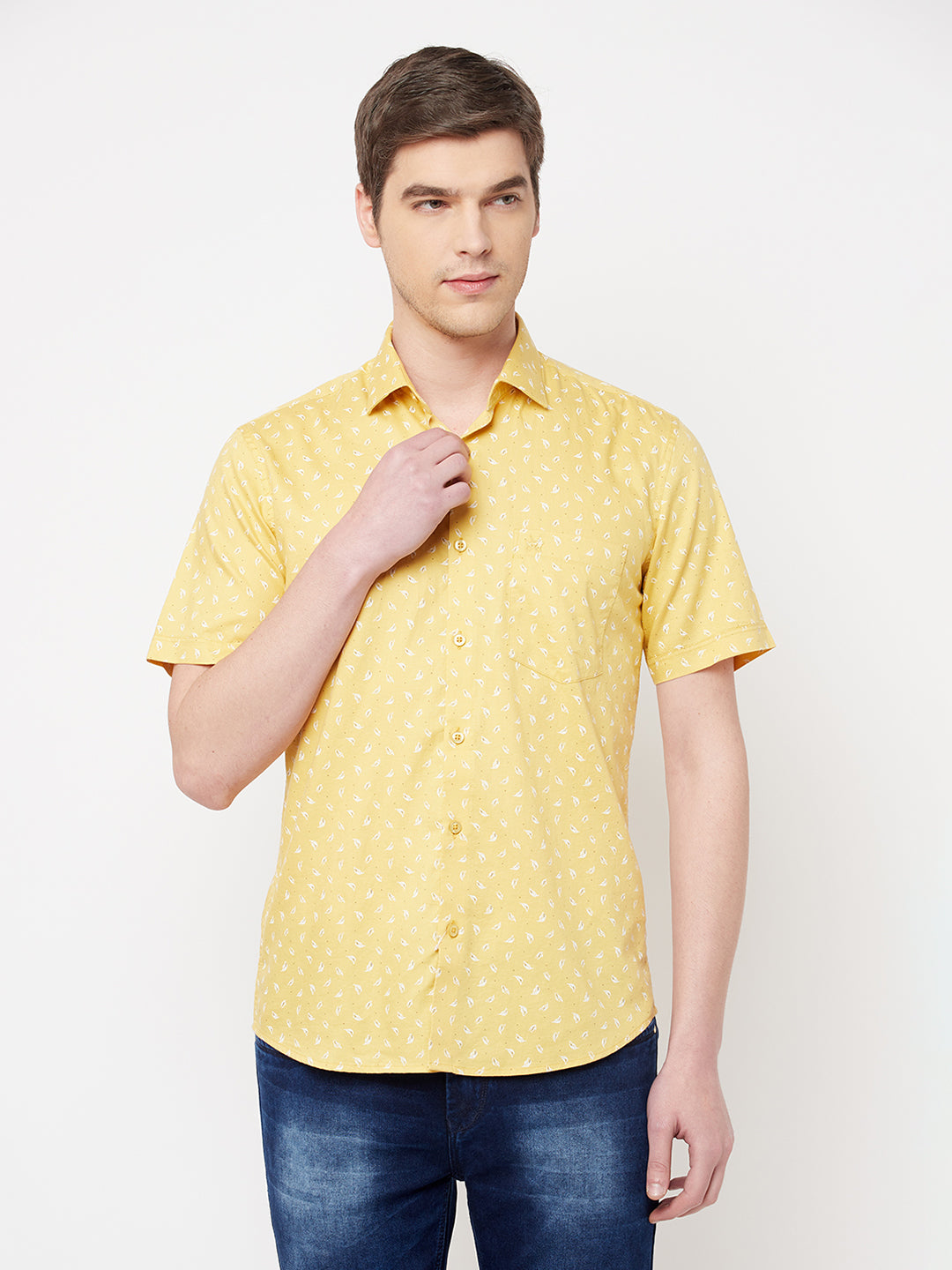 Yellow Floral Shirt - Men Shirts