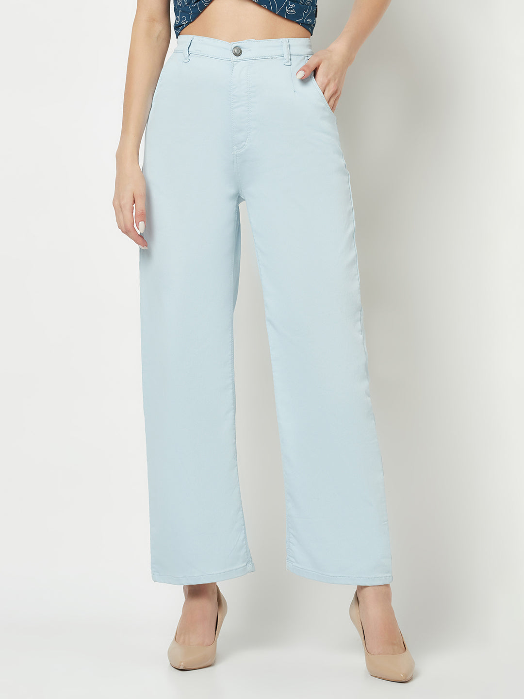  Sky Blue Wide Leg Jeans 