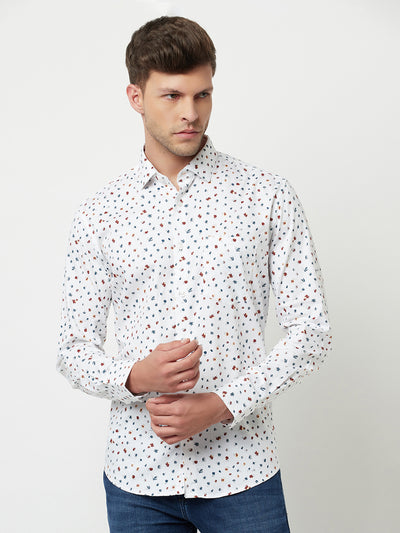 White Floral Printed Shirt-Men Shirts-Crimsoune Club