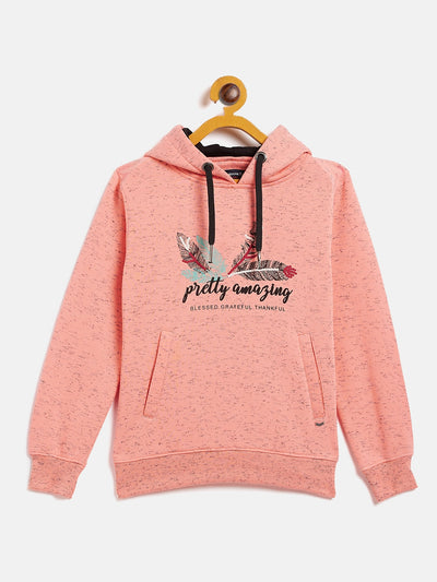 Pink Printed Hooded Sweatshirt - Girls Sweatshirts