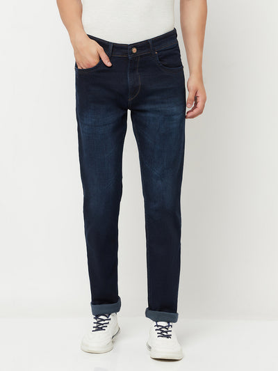 Navy Blue Light Fade Jeans - Men Jeans