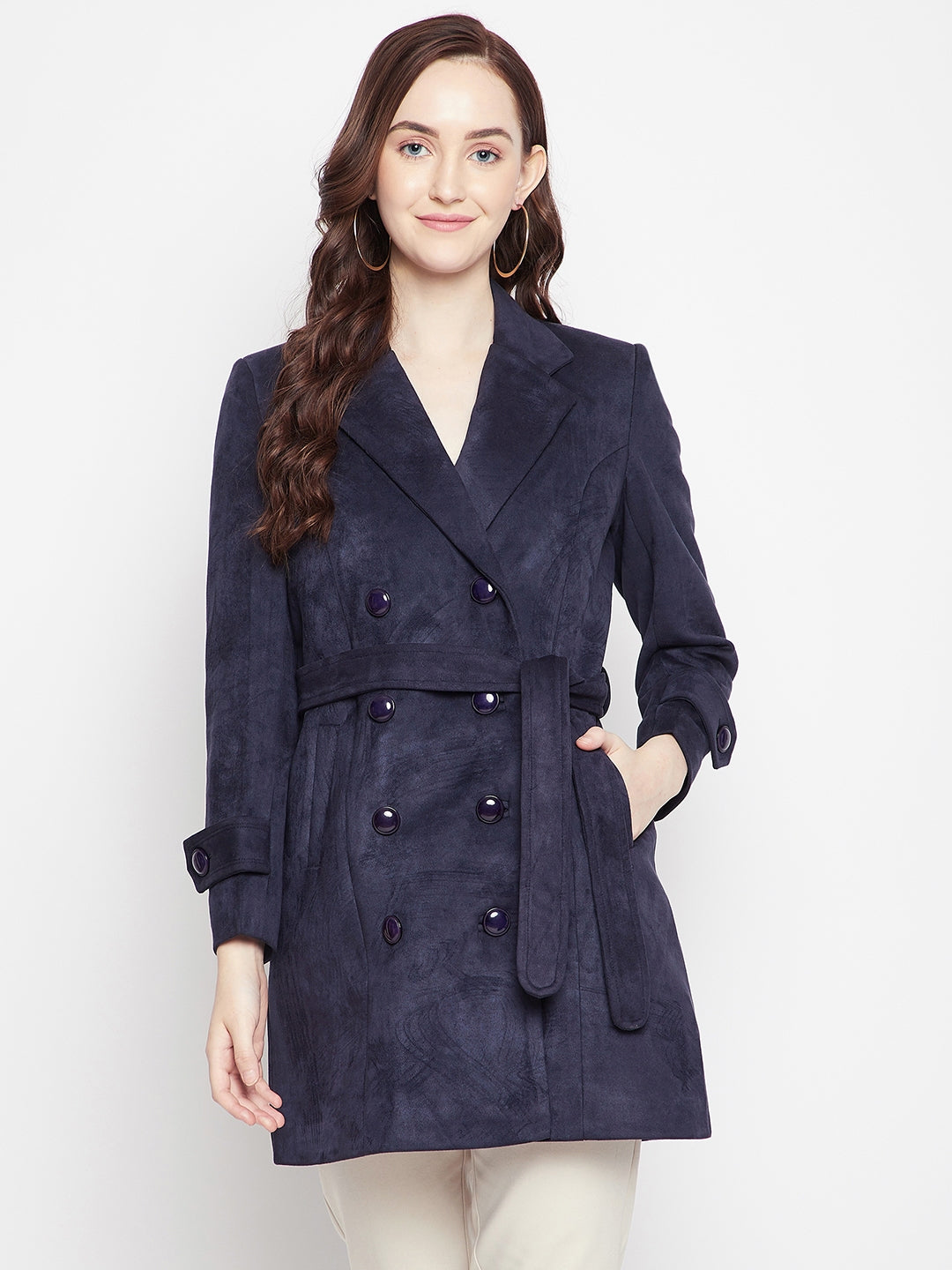 Navy Blue Longline Blazer - Women Blazer