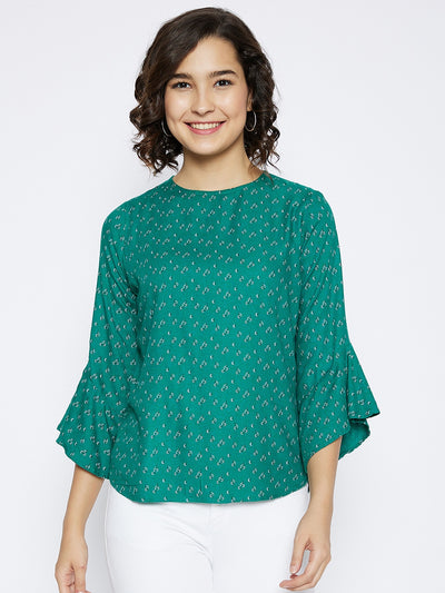 Green Printed Top - Women Tops