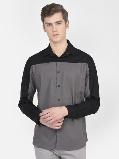  Grey Colour-Blocked Shirt