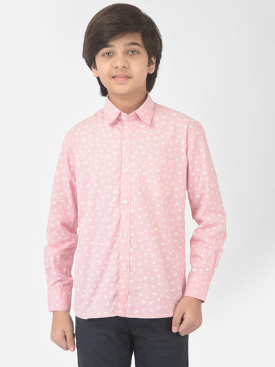 Pink Floral Printed Shirt - Boys Shirts