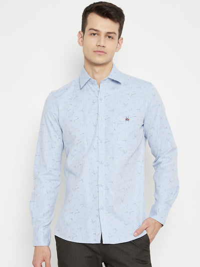 Blue Printed Slim Fit shirt - Men Shirts