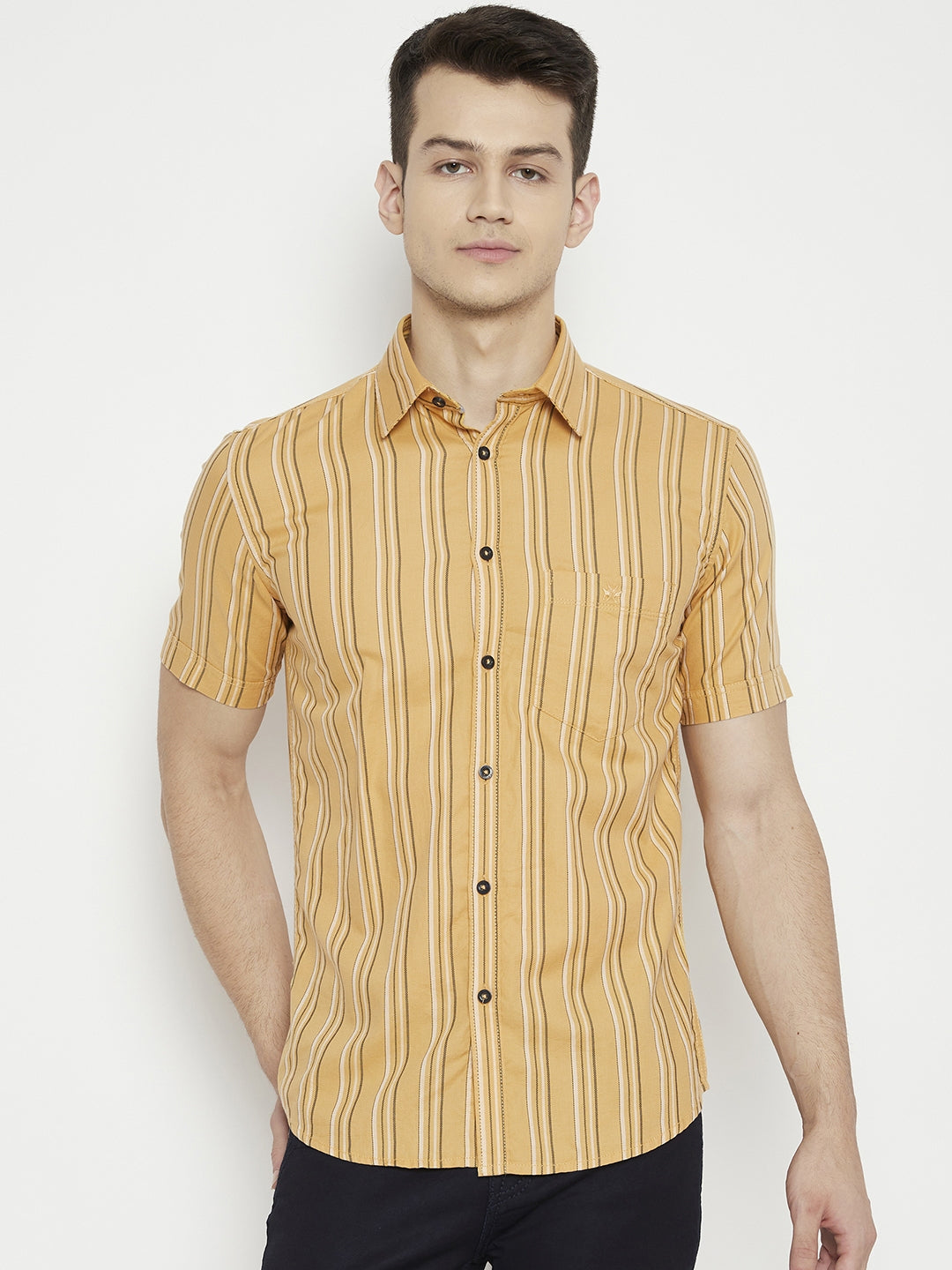 Yellow Striped Slim Fit shirt - Men Shirts