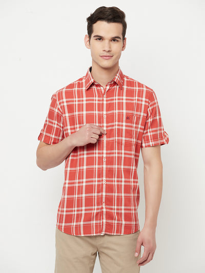 Orange Checked Shirt - Men Shirts