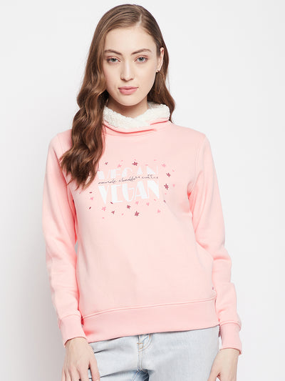 Pink Printed Turtle Neck Sweatshirt - Women Sweatshirts