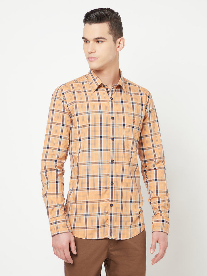 Peach Checked Shirt - Men Shirts