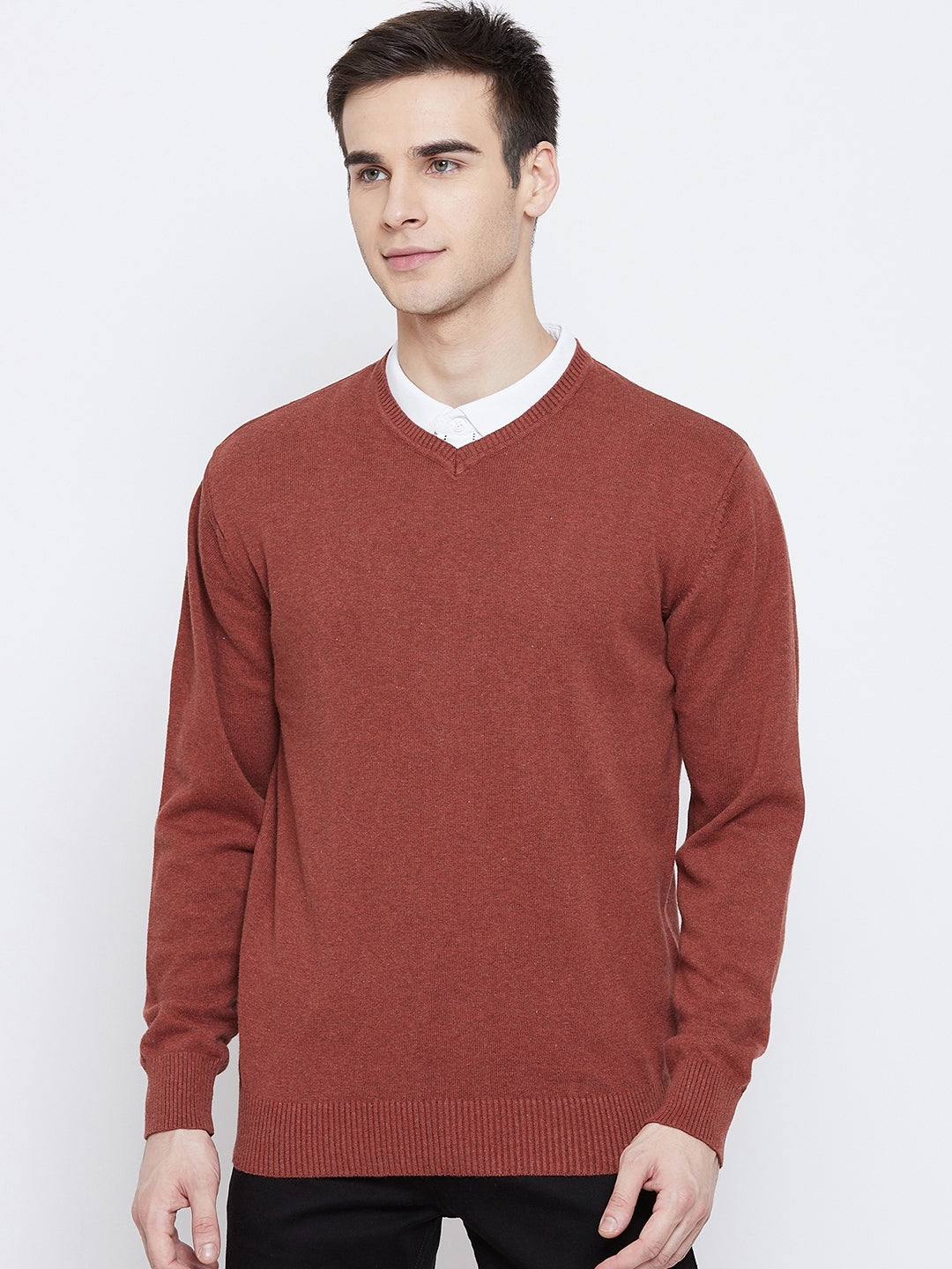 Maroon V-Neck Sweater - Men Sweaters
