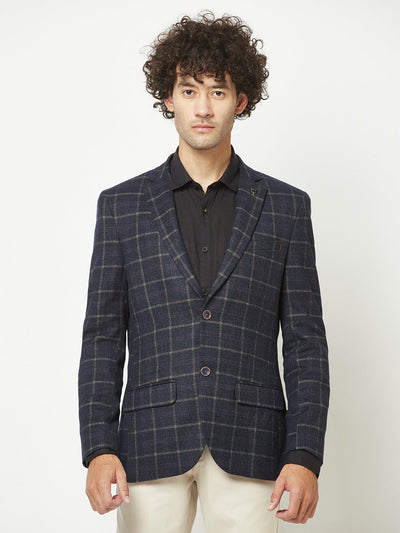  Navy Blue Checked Blazer