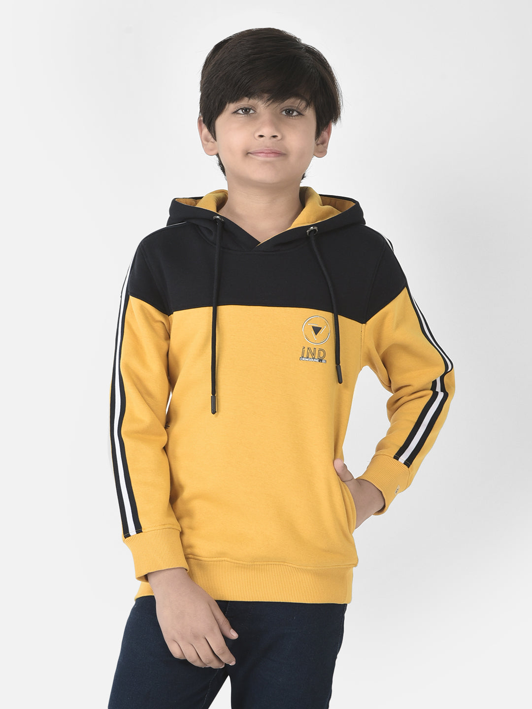  Yellow Colour-Block Hoodie