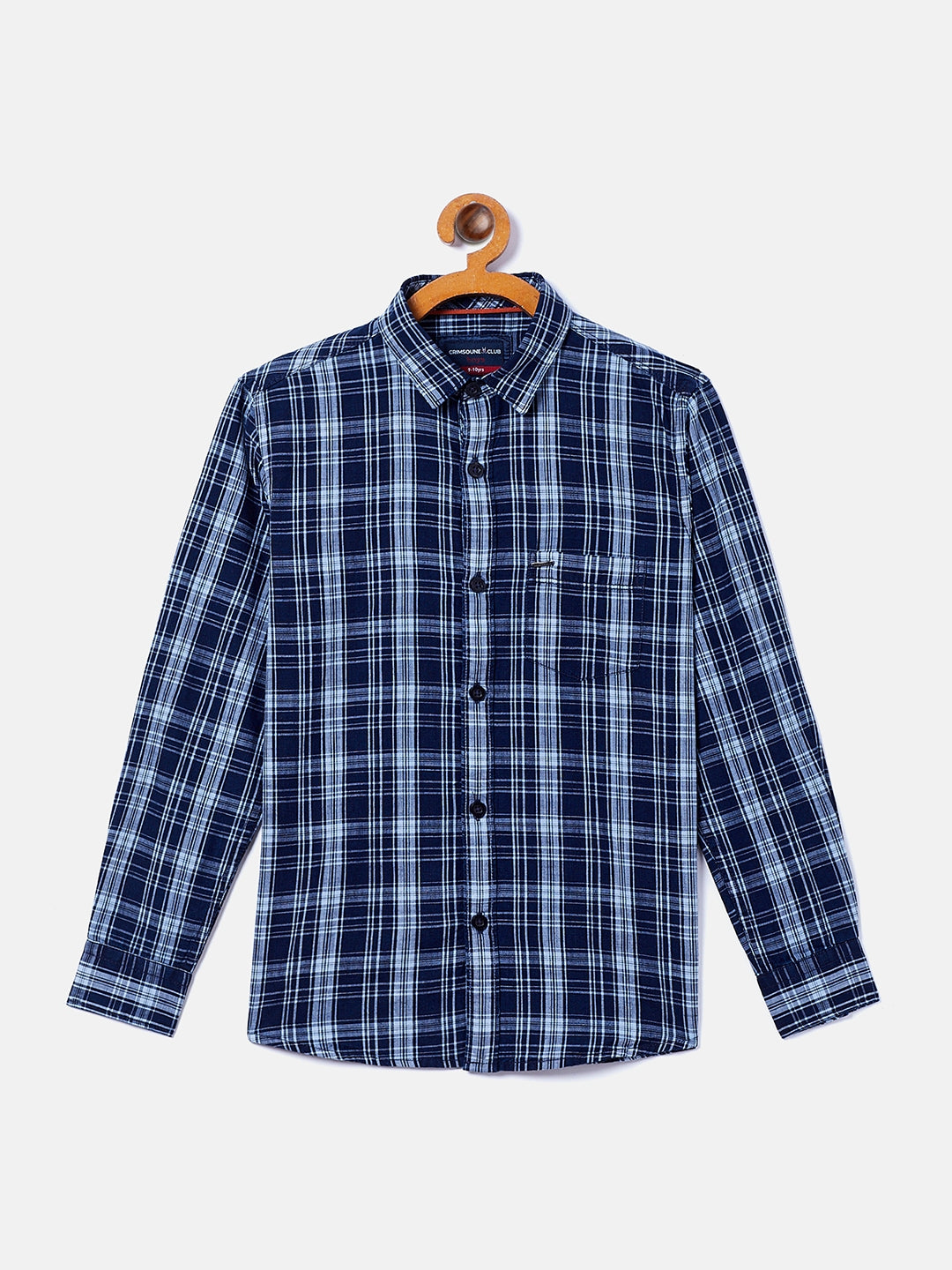 Navy Blue Checked Casual Shirt - Boys Shirts